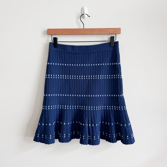 SANDRO • Fluted Ribbed-Knit Mini Skirt in Blue - Picture 3 of 10